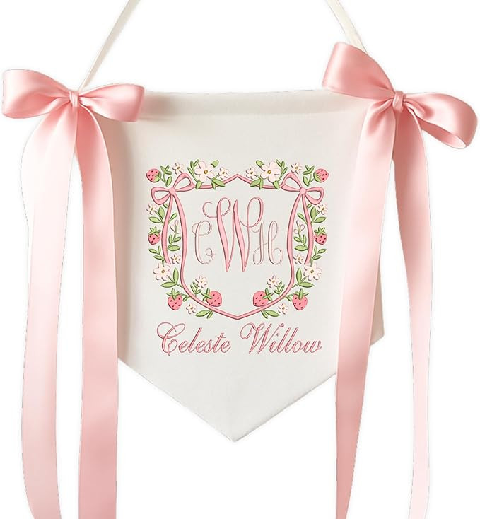 Embroidered Baby Name Sign with Bows Personalized Baby Announcement Sign Newborn Baby Banner Baby... | Amazon (US)