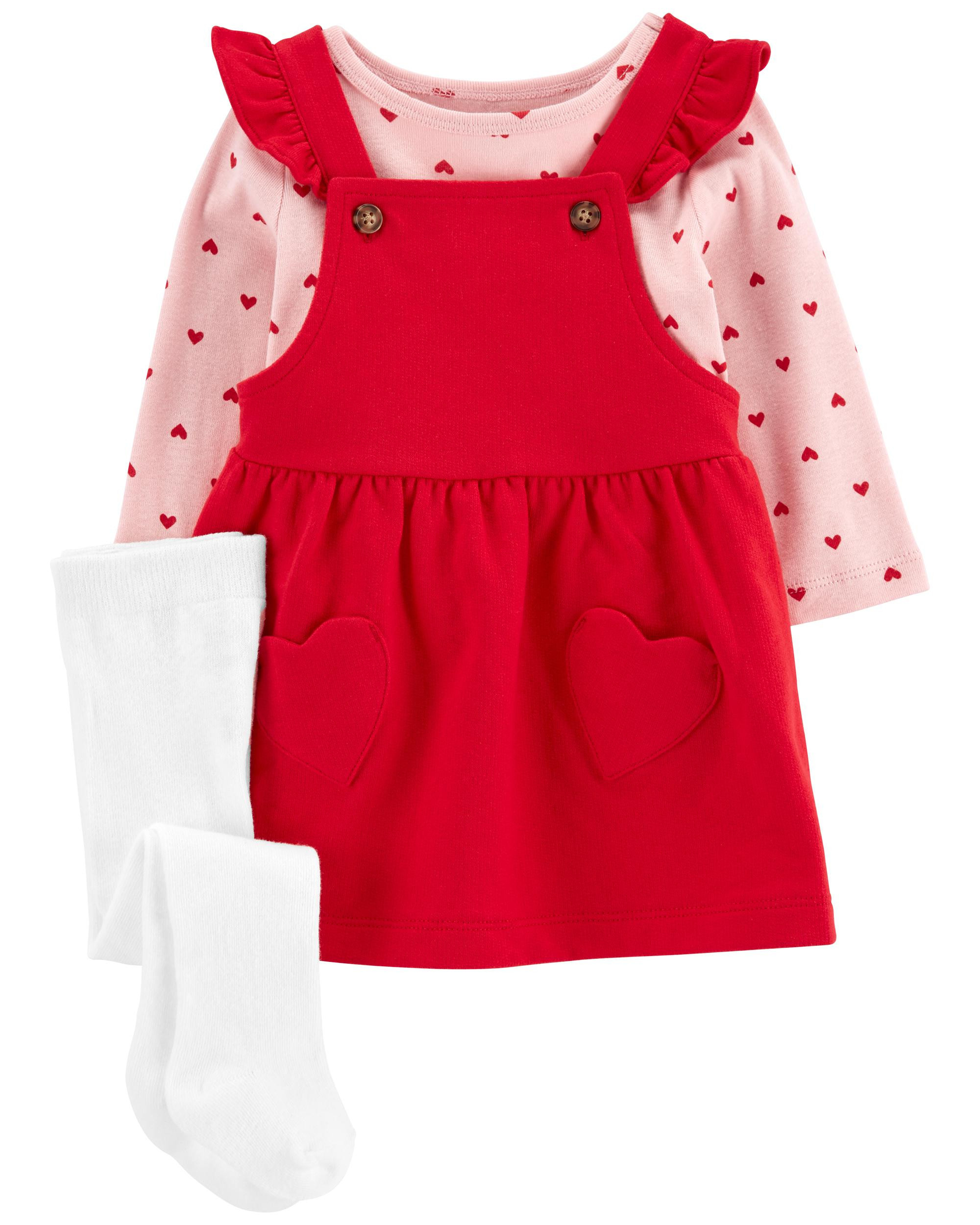 Baby 3-Piece Heart Tee & Jumper Set | Carter's
