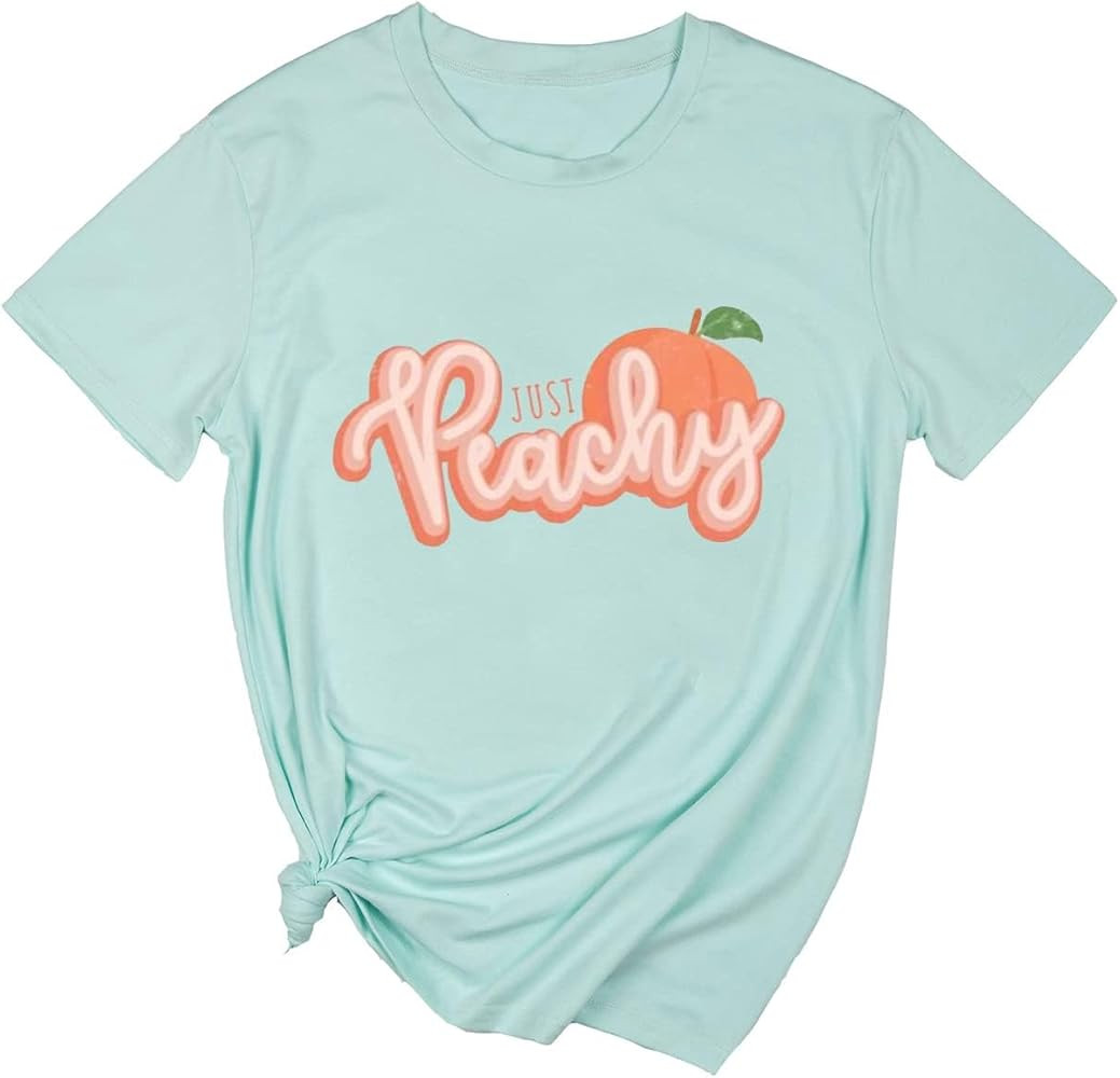 Ykomow Just Peachy T Shirt Womens Short Sleeve Casual Summer Graphic Tees Tops | Amazon (US)