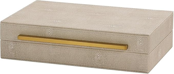 Kingflux Ivory Shagreen Decorative Box Keepsake And Memory Box, Faux Leather Storage Box Jewelry ... | Amazon (US)