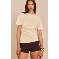 Butter Yellow Trim Detail Asymmetric Hem T Shirt | PrettyLittleThing US