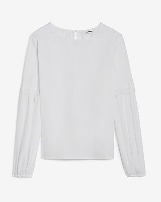 Satin Lace Sleeve Top | Express