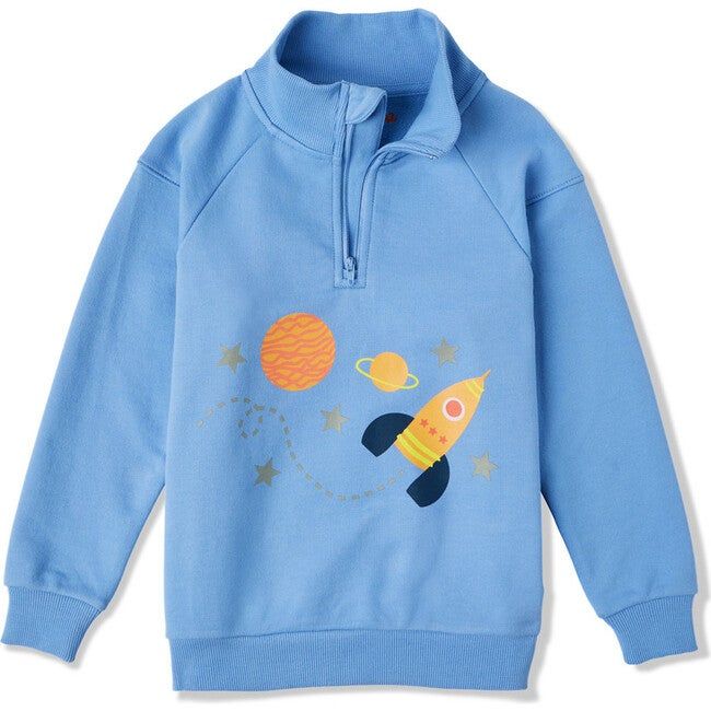 French Terry Print Half Zip Sweatshirt, Space Exploration | Maisonette