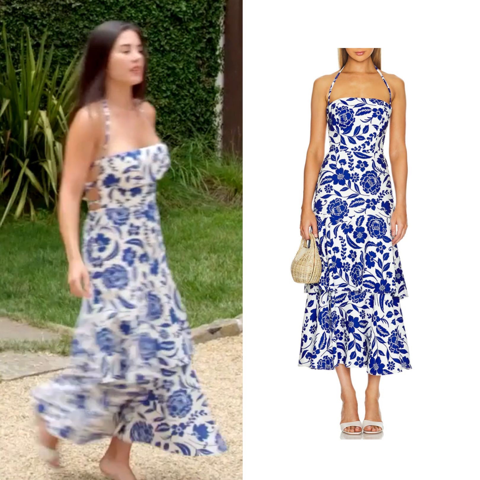 Michelle Lally’s Blue Floral Print Maxi Dress 