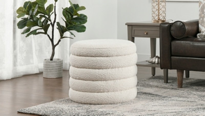 Jennifer Taylor Home Fuji 22" Round Storage Ottoman | Ashley | Ashley Homestore