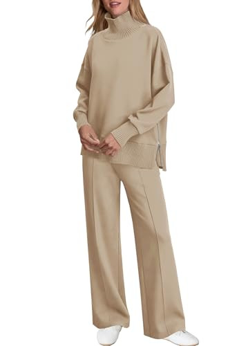 SENSERISE Womens 2 Piece Outfits Fall Matching Lounge Sets Mockneck Sweatshirt Wide Leg Pants Swe... | Amazon (US)