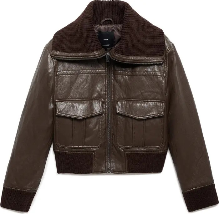 MANGO Crop Faux Leather Jacket | Nordstrom | Nordstrom