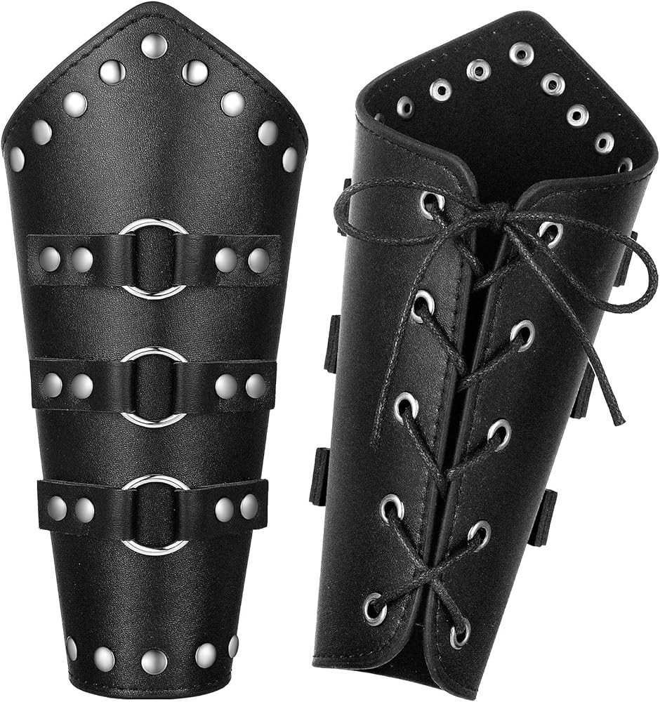 Patelai 1 Pair Adults Faux Leather Arm Guards Arm Bracers Cosplay Leather Arm Gauntlet Wristband ... | Amazon (US)