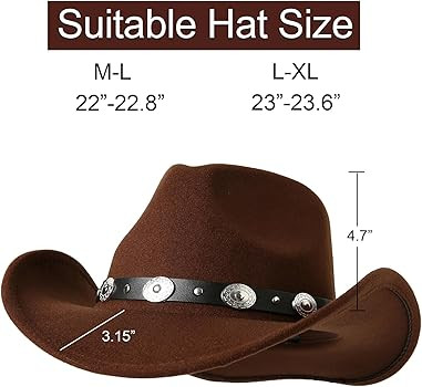 Lanzom Women Men Felt Wide Brim Western Cowboy Hats Belt Buckle Panama Hat | Amazon (US)