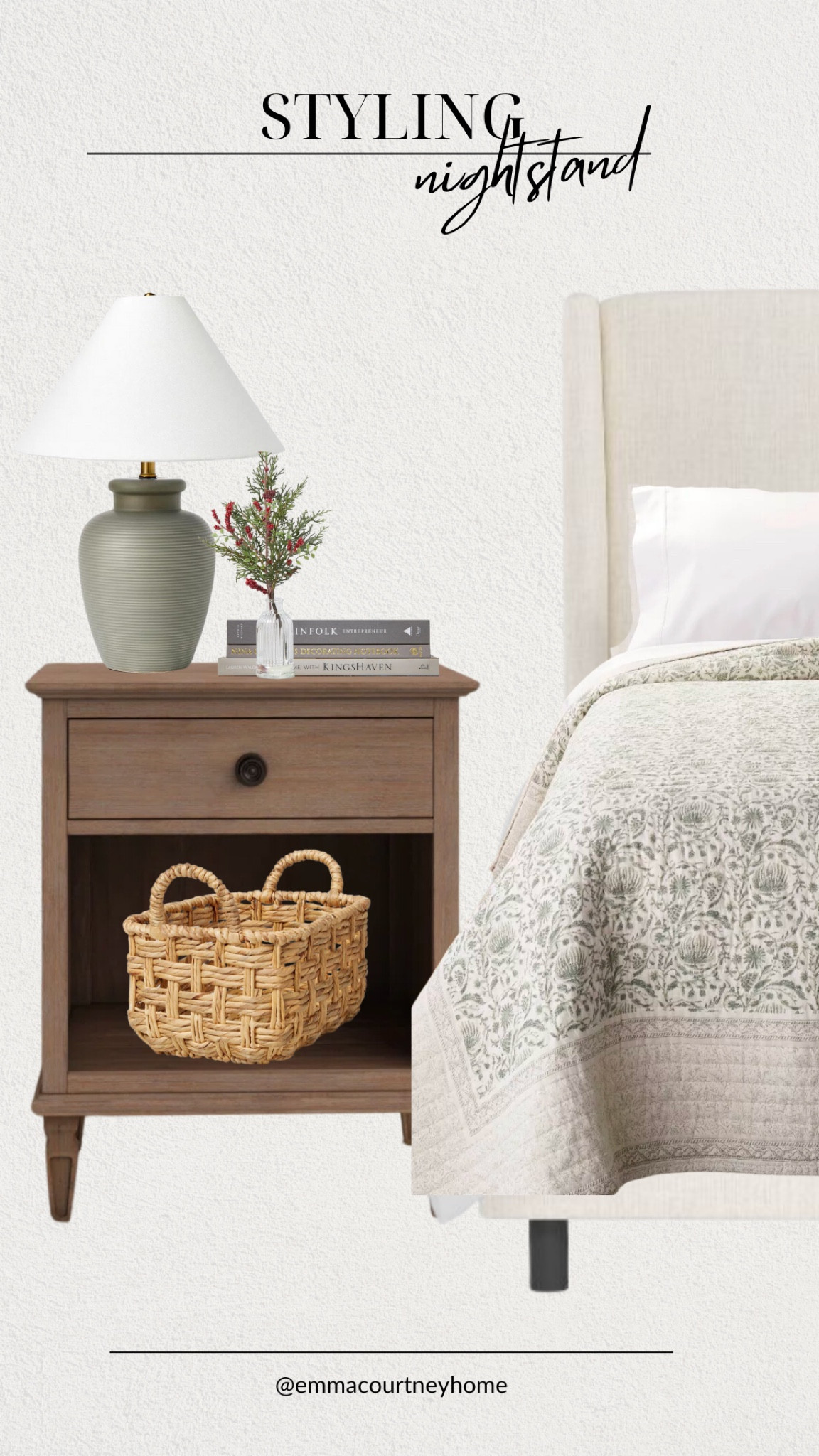 Nightstand styling for the bedroom from target with subtle holiday decor 

#LTKhome #LTKHoliday #LTKstyletip