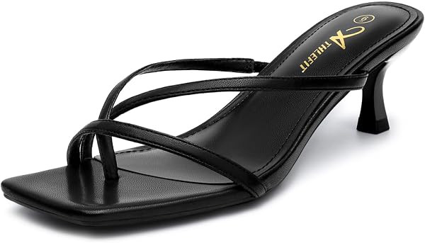 Athlefit Women's Strappy Kitten Heels Fashion Flip Flop Thong Low Heels | Amazon (US)