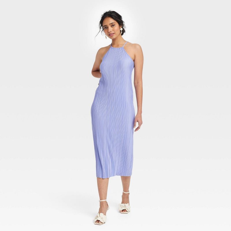 Women's Knit Plisse Midi Shift Dress - A New Day™ | Target