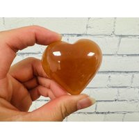 Honey Calcite Puffy Heart Shaped Palm Stone, Gemstone Crystal Heart, 2 Inch | Etsy (US)