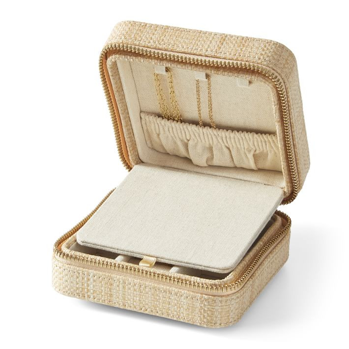 Small Raffia Travel Jewelry Case | Mark and Graham