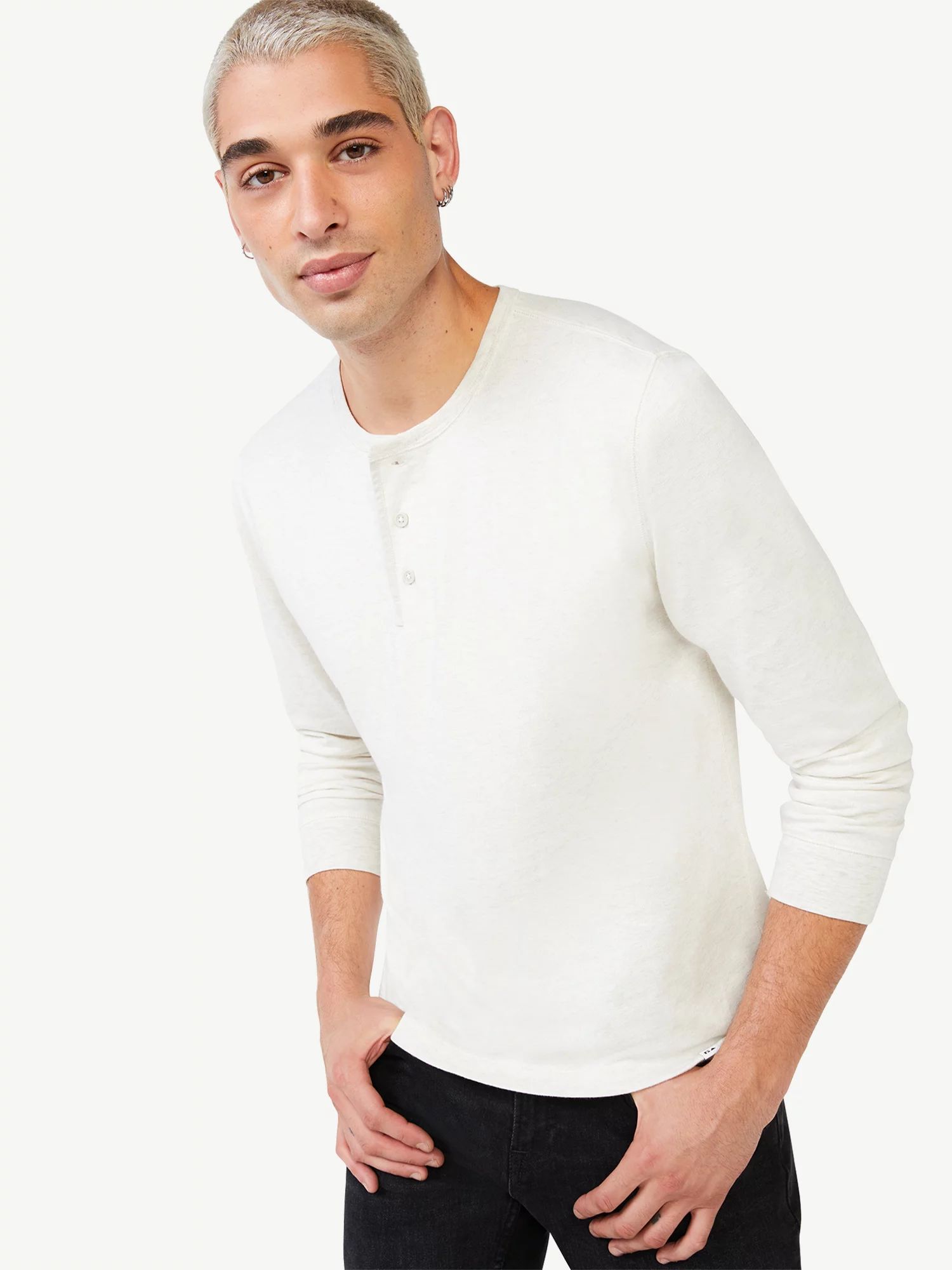 Free Assembly Men's Long Sleeve Textured Henley Shirt - Walmart.com | Walmart (US)