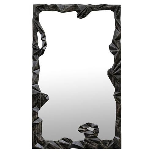 Oly Studio Cliff Modern Classic Black Creased Wood Wall Mirror | Kathy Kuo Home