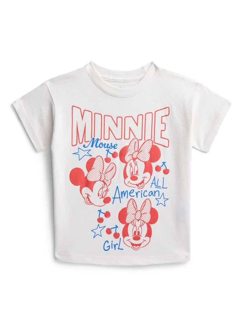 Minnie Mouse Toddler Graphic Americana Crewneck Tee with Short Sleeves, Sizes 12M-5T | Walmart (US)