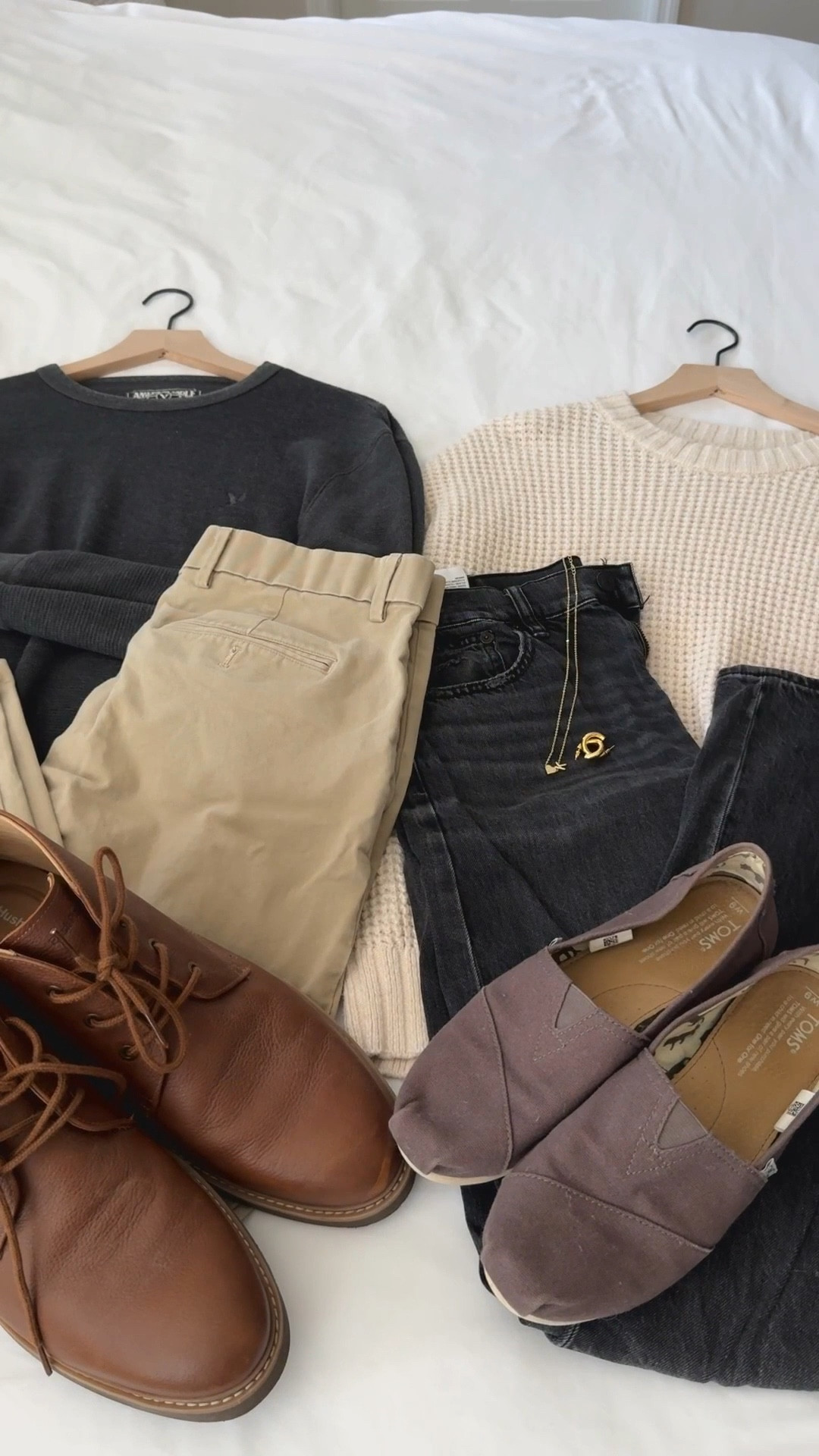 Cozy weather calls for comfy layers and matching moments ☕️🍂 bundled up but make it chic ✨ perfect for coffee runs, weekend strolls, or those slow Sunday plans together 🫶🏼🤍 
#HisAndHersStyle #CozySeason #LTKHolidayFashion #CouplesOutfits #OOTD #FallVibes #NeutralStyle #WeekendOutfits

#LTKMens #LTKHoliday #LTKGiftGuide