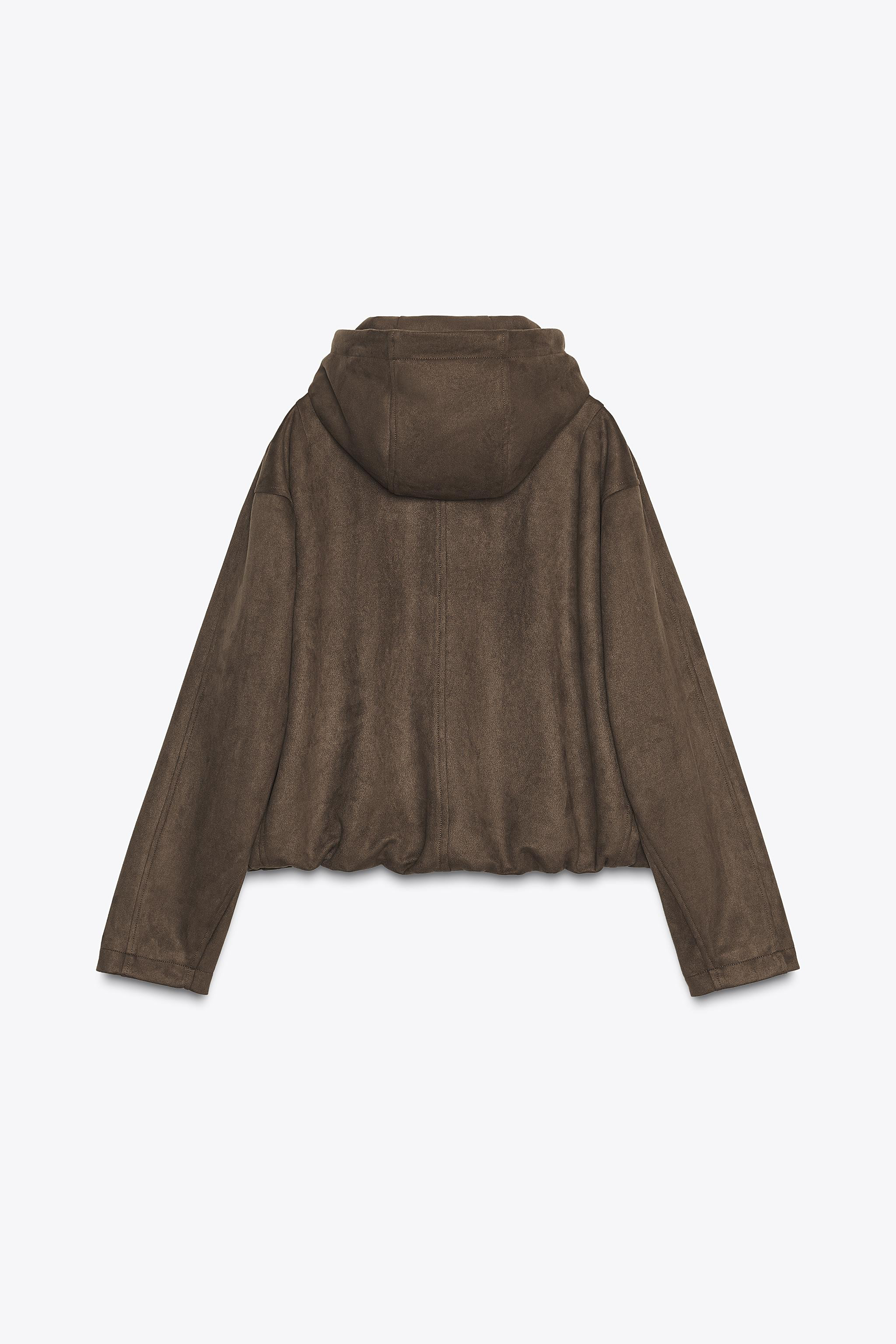 FAUX SUEDE HOODED BOMBER JACKET | Zara US