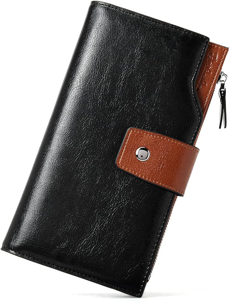 BOSTANTEN Womens Wallet Genuine Leather Wallets Large Capacity Cash Cluth Purses with Zipper Pocket | Amazon (US)