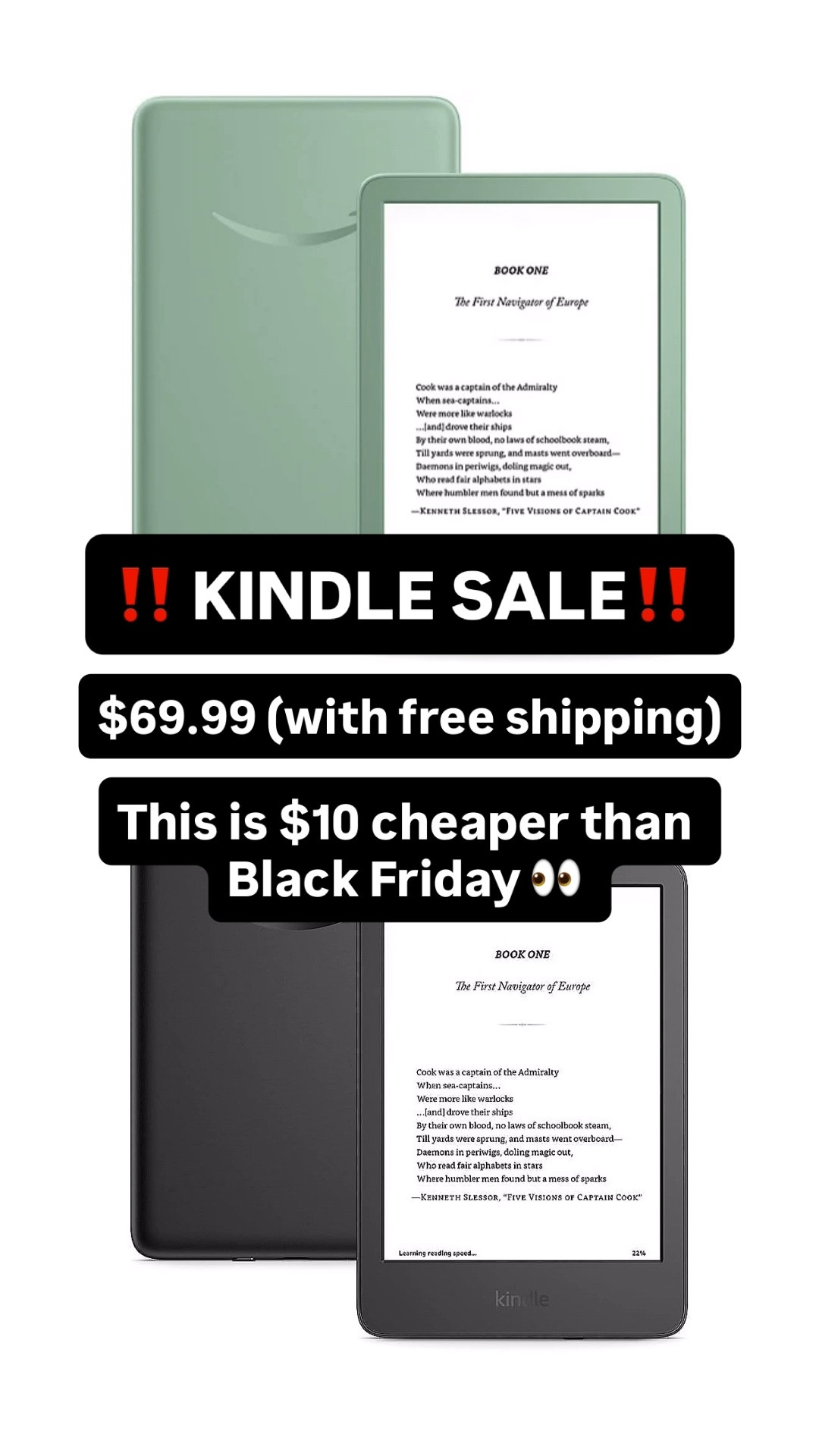 If you missed the holiday Kindle deals, this is your moment! Use code WELCOME20 and it makes a Kindle $69.99 (with free shipping!)

That’s $10 cheaper than Black Friday and this Kindle can be an adult or a kids Kindle (there is no difference whatsoever between the kids and adult devices)

Right now this same Kindle is $109 on Amazon!

#LTKFindsUnder100 #LTKSaleAlert