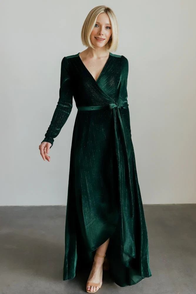 Serena Shimmer Velvet Wrap Dress | Merlot | Baltic Born