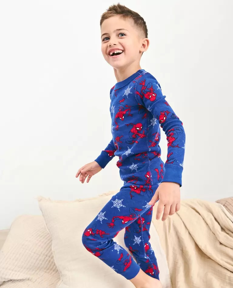 Kids Marvel Spider-Man Holiday Long John Pajama Set | Hanna Andersson