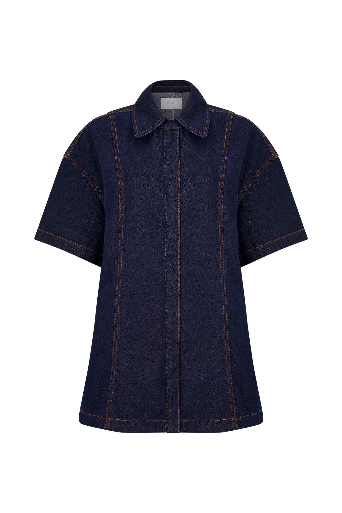 Oversized Denim Shirt - Indigo Blue | MESHKI US