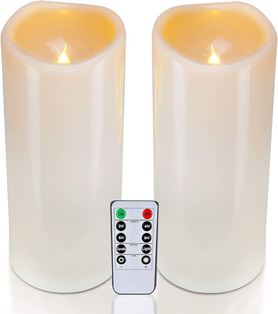 Homemory 4" x 10" Large Waterproof Outdoor Flameless Candles, Battery Operated LED Pillar Candles... | Amazon (US)