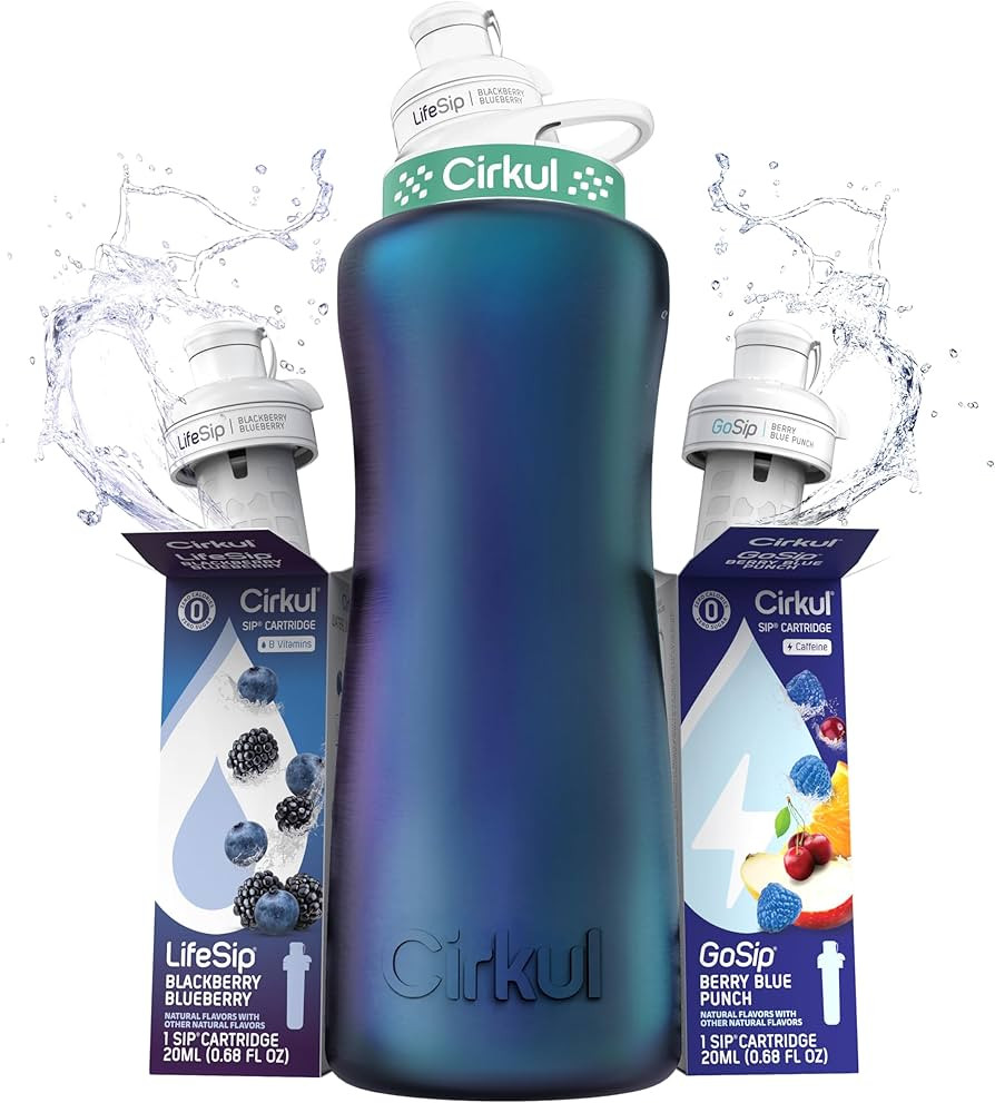 Cirkul 32oz. Chameleon Stainless Steel Water Bottle Starter Kit with Green Lid, 2 Flavor Cartridg... | Amazon (US)