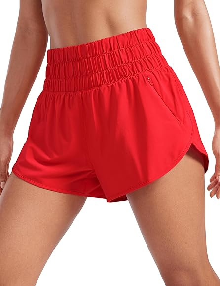 CRZ YOGA High Waisted Dolphin Running Shorts for Womens Mesh Liner for Gym Workout Athletic with ... | Amazon (US)