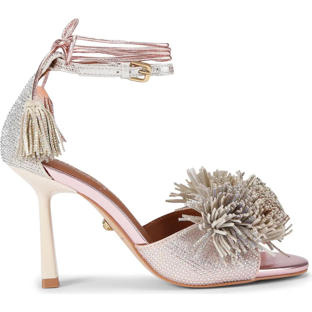 Kurt Geiger London Pom Pom Ankle Wrap Sandal in Open Grey at Nordstrom Rack, Size 5 | Nordstrom Rack