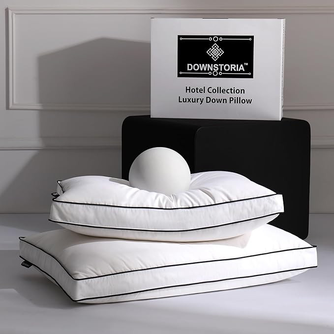 DOWNSTORIA Feather Down Pillows King Size Set of 2 with Gusset, Luxury Hotel Collection Bed Pillo... | Amazon (US)