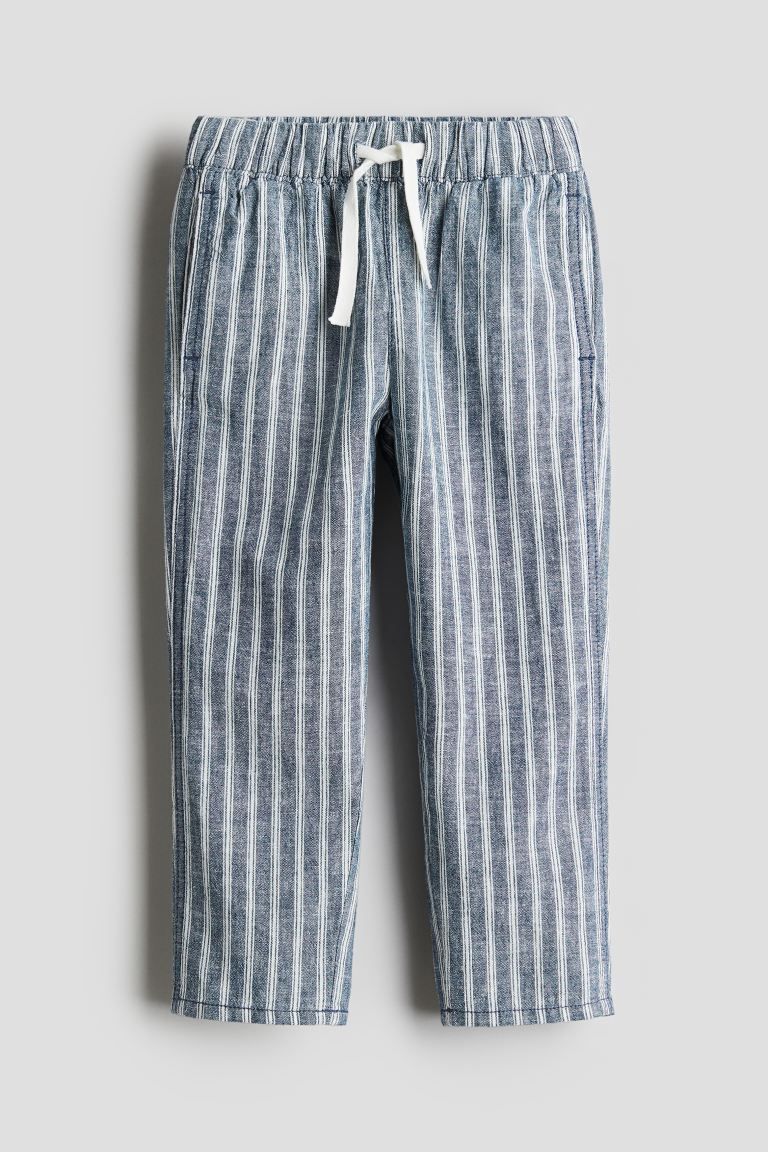Linen-blend Pull-on Pants - Blue/striped - Kids | H&M US | H&M (US + CA)