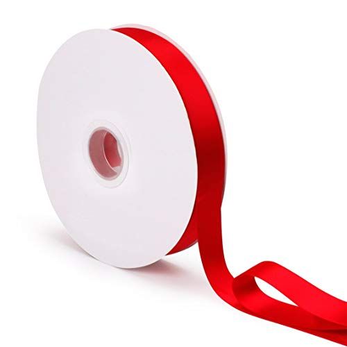 LaRibbons 1 Inch Wide Double Face Satin Ribbon - 25 Yard (252-Hot Red) | Amazon (US)