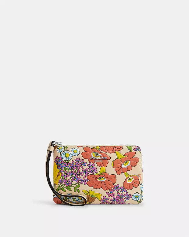 Corner Zip Wristlet With Floral Print | Coach Outlet US