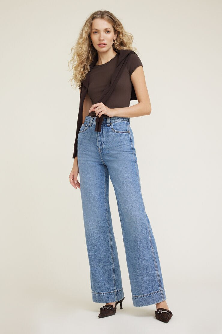 Lennon Ultra High Rise Wide Leg Column Jeans | Dynamite Clothing