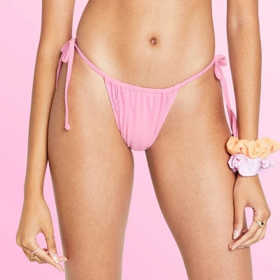 Women's Side-Tie Textured Bikini Bottom - Stoney Clover Lane x Target Pink | Target