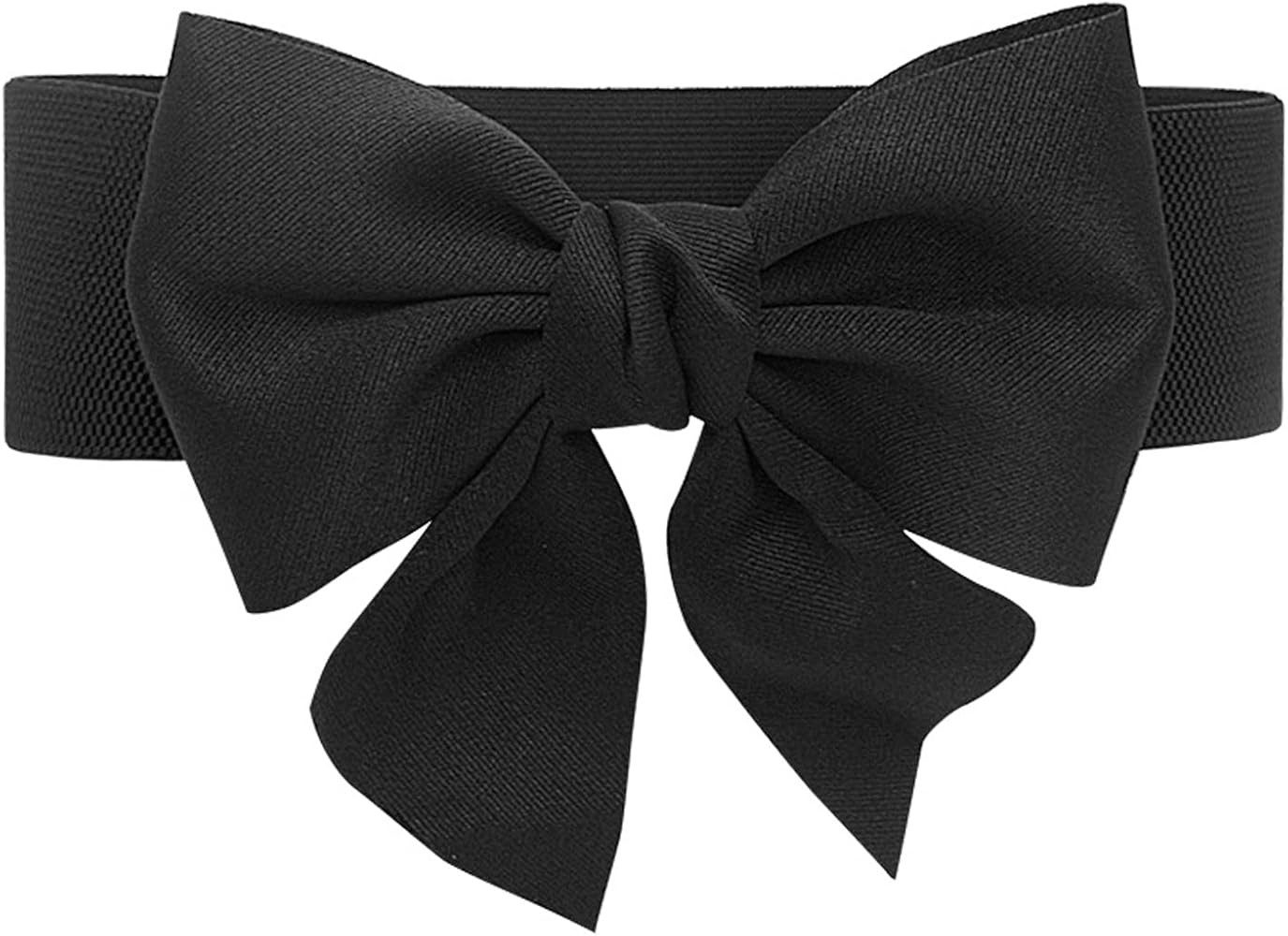 Tenorbass Women's Bowknot Wide Belt, Elastic Vintage Big Bow Belts for Dresses Girls Cute Waist B... | Amazon (UK)