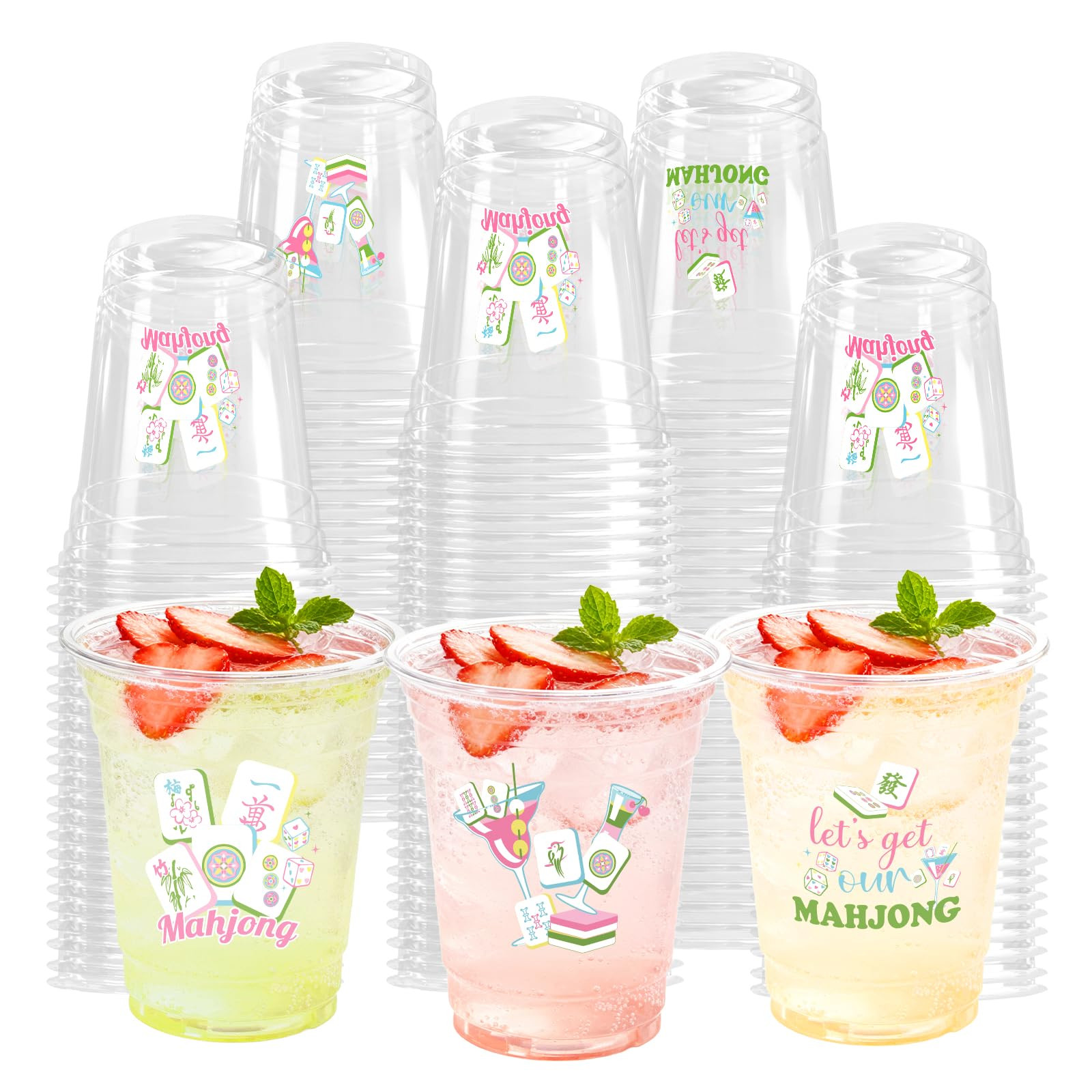 Amazon.com: KOPOOEOE 100 Pcs 12oz Mahjong Plastic Cups for Parties, Disposable Clear Themed Birthday Decorations Game Night Supplies Gifts for Mah Jong Lovers : Health & Household | Amazon (US)