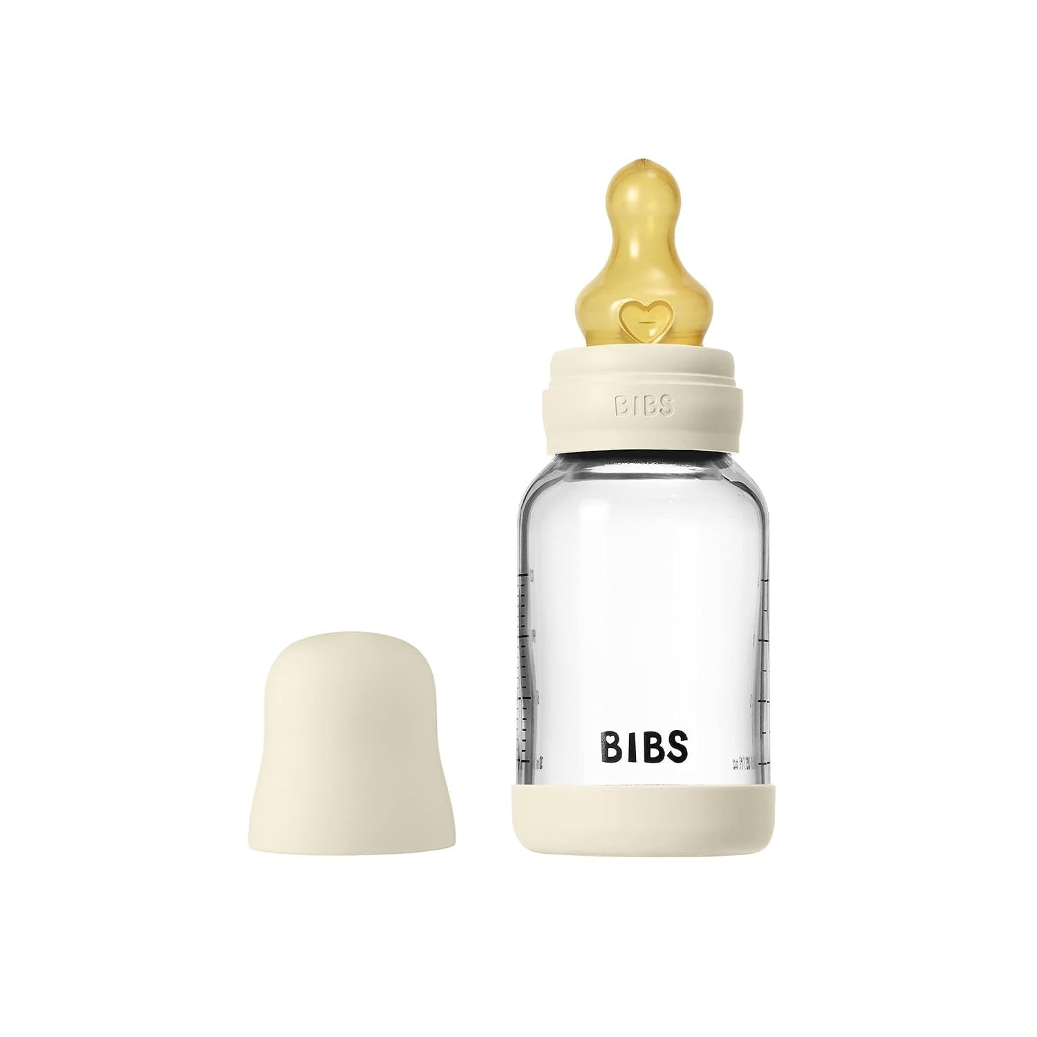 BIBS Glass Baby Bottle, 120 ml, 1-Pack, Natural Rubber Nipple, Ivory | Amazon (US)