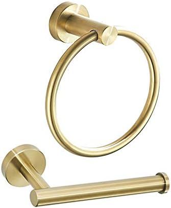 WEIKO Gold Towel Ring Set, Bathroom Hardware Includes Toilet Paper Holder and Towel Holder 2 Piec... | Amazon (US)