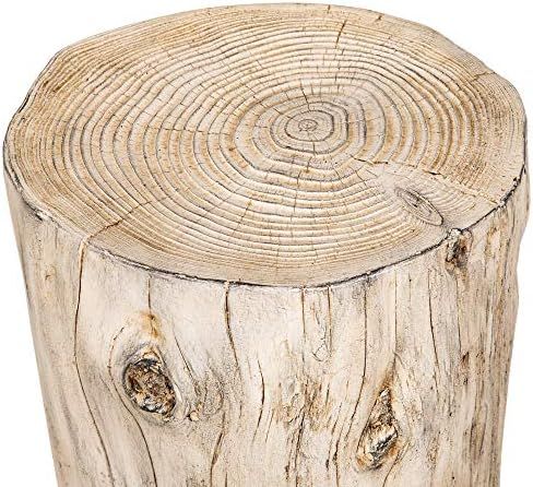 Ball & Cast Faux Wood Stump Stool Accent Table 14.9"Wx13.625"Dx16.54"H Grey White Set of 1 | Amazon (US)