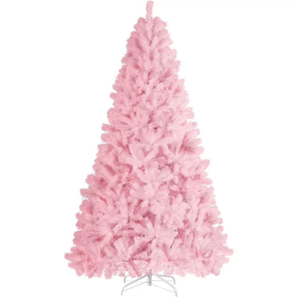 Easyfashion Pink Hinged Spruce Artificial Holiday Decorative Christmas Tree, with Foldable Stand ... | Walmart (US)