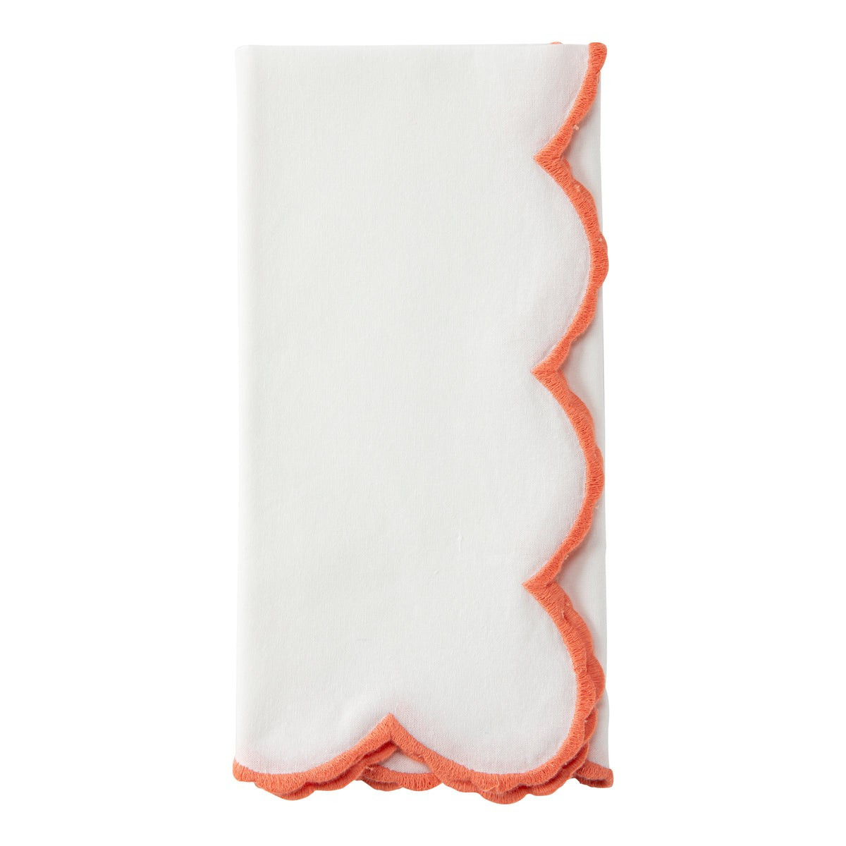 White Scalloped Napkin Coral, Set of 4 | Amanda Lindroth