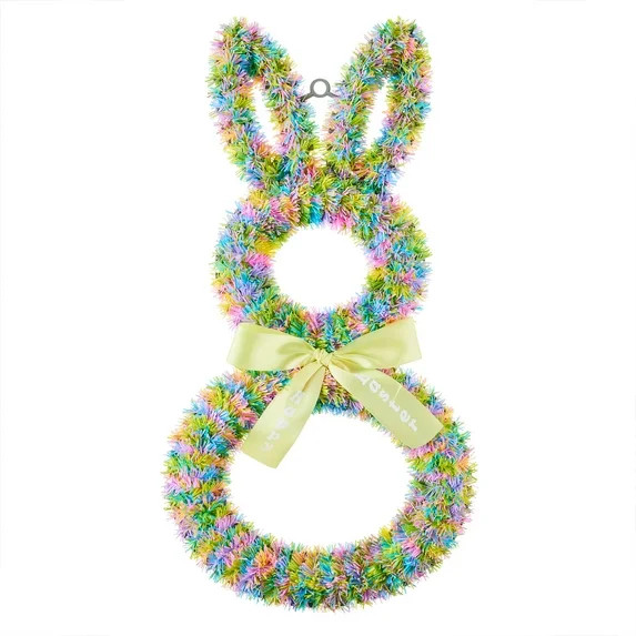 Tinsel Bunny Wreath, Multicolor, 22", Easter by Way To Celebrate | Walmart (US)