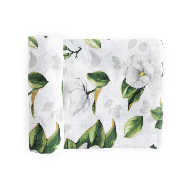 Cotton Muslin Swaddle Blanket - Magnolia Blossoms | Little Unicorn
