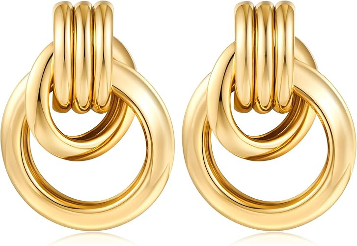 Gold Geometric Drop Dangle Earrings for Women Long Link Dangle Earrings Jewelry | Amazon (US)