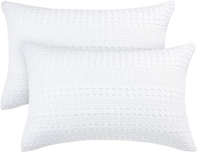 PHF 100% Cotton Waffle Pillowcases Standard Size, 2 Pack Soft Breathable Skin-Friendly Pillow Sha... | Amazon (US)