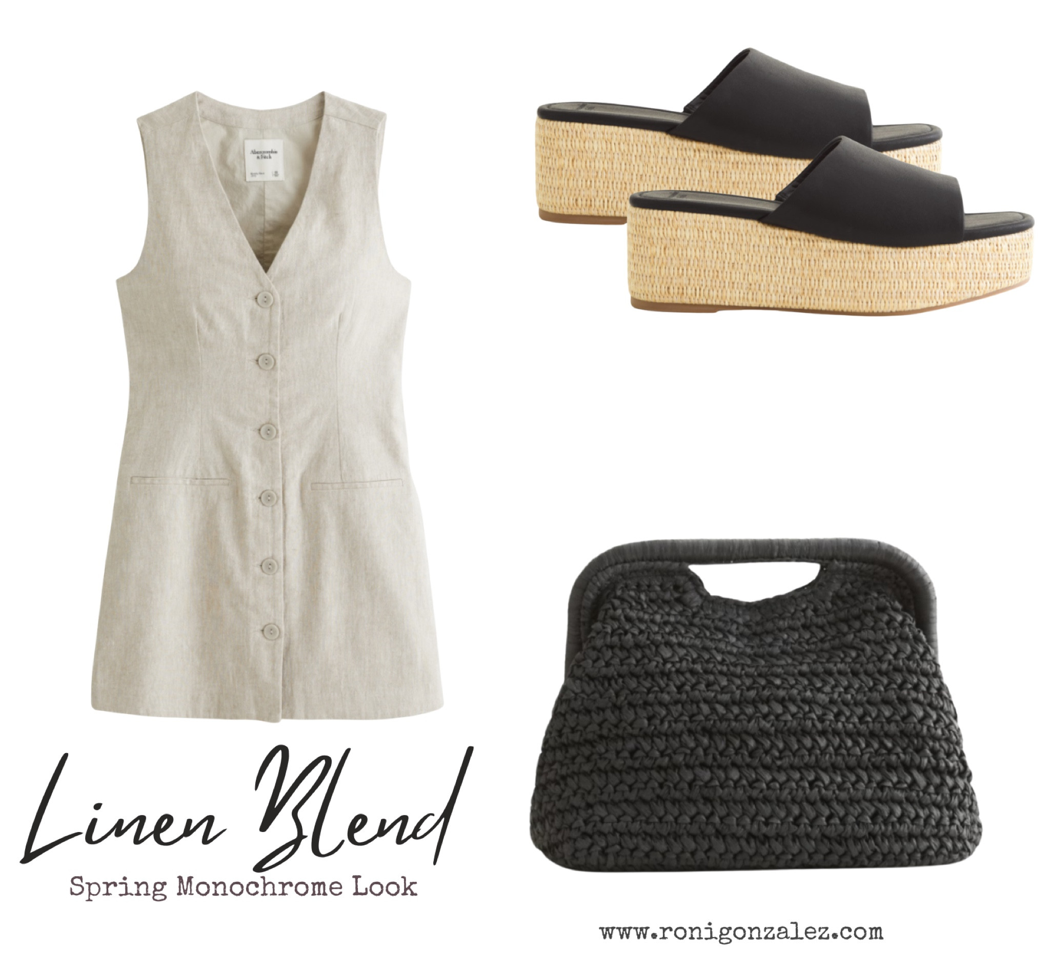 Spring Linen-Blend Vest Mini Dress | Abercrombie & Fitch | Spring Look |Straw Platform Sandals | Oversized Straw Bag

#LTKstyletip #LTKSeasonal #LTKSpringSale